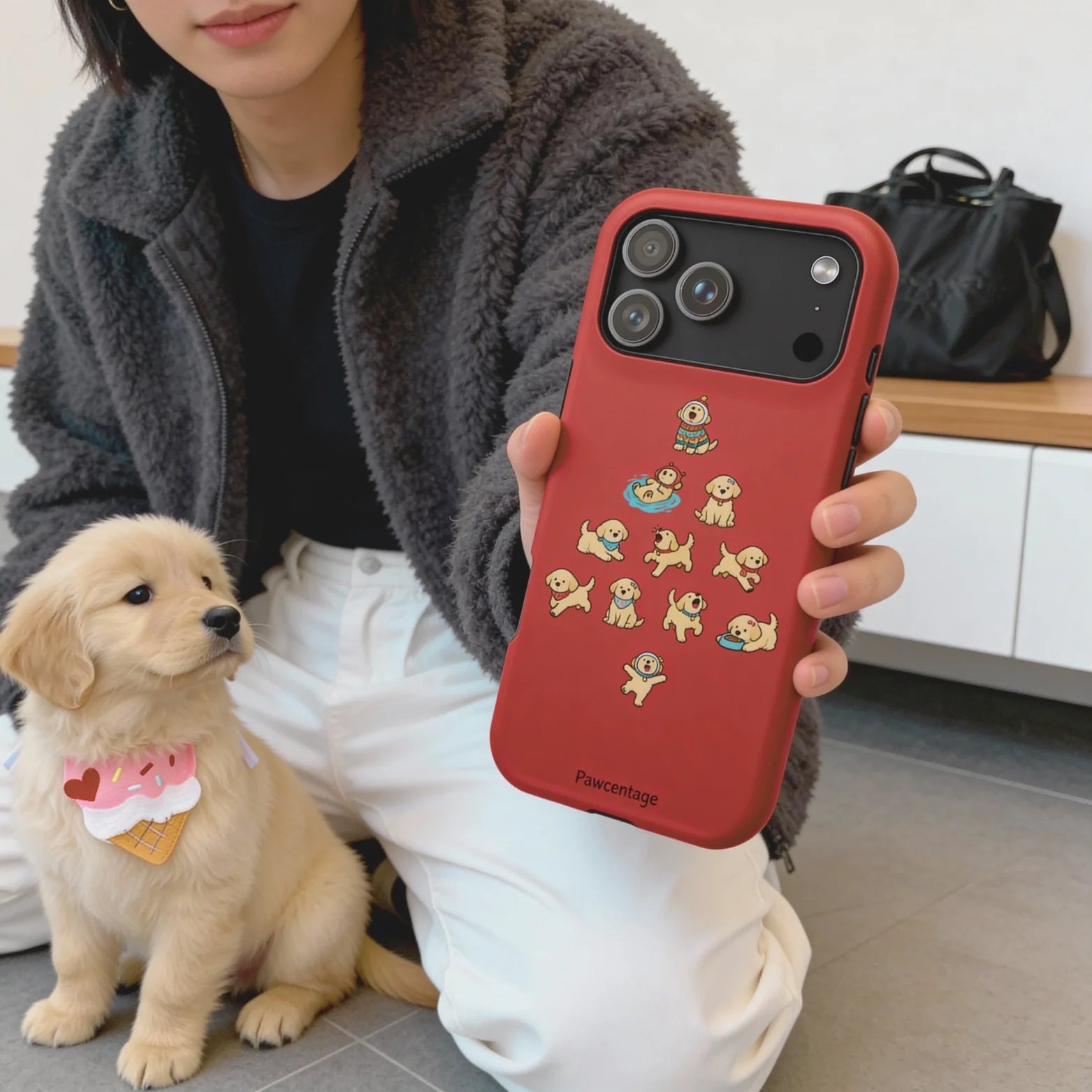 Minimal pet portrait gift collection featuring ready-to-ship phone cases, tote bags and clean modern designs.