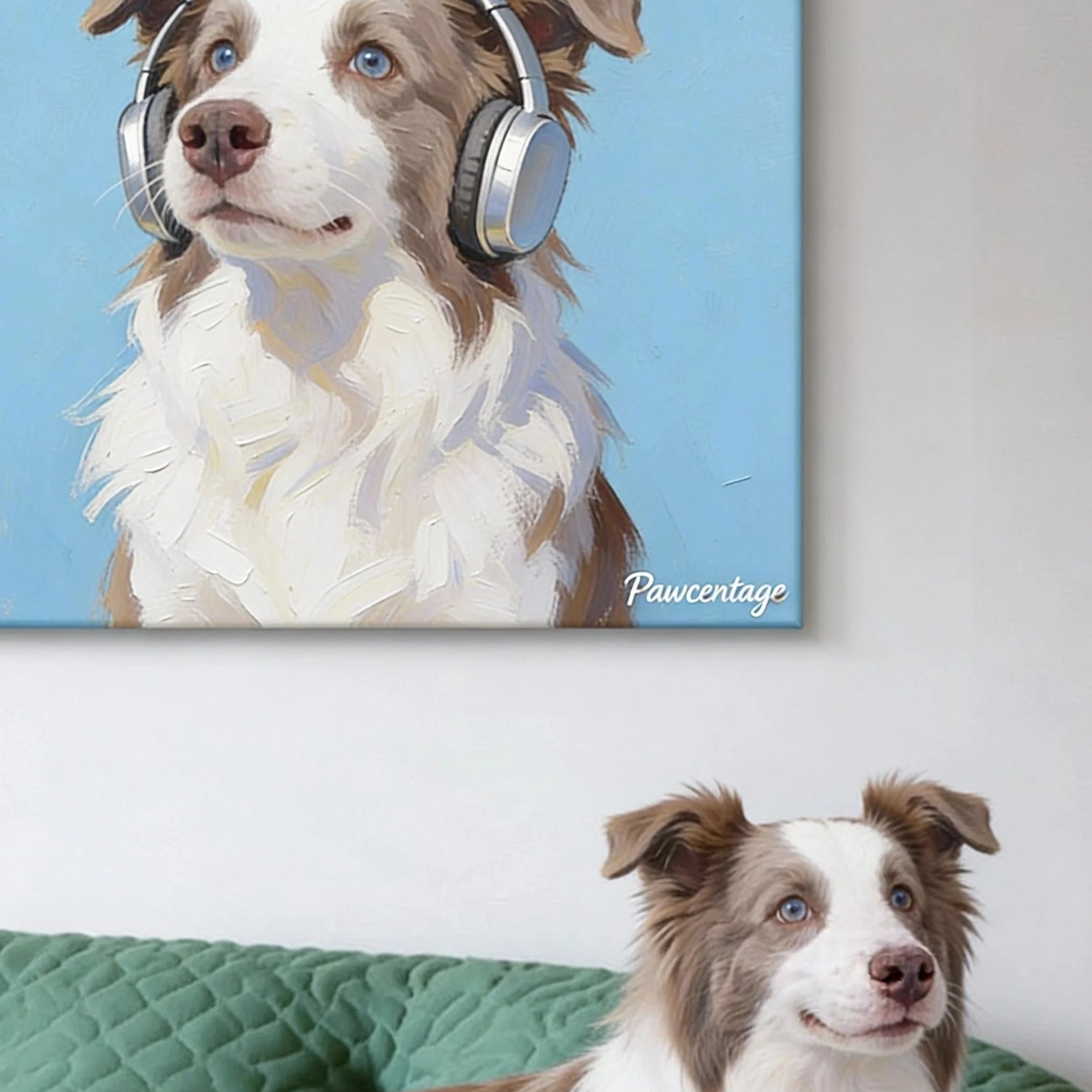 Custom pet portrait canvas print collection with elegant painterly wall art for pet lovers.