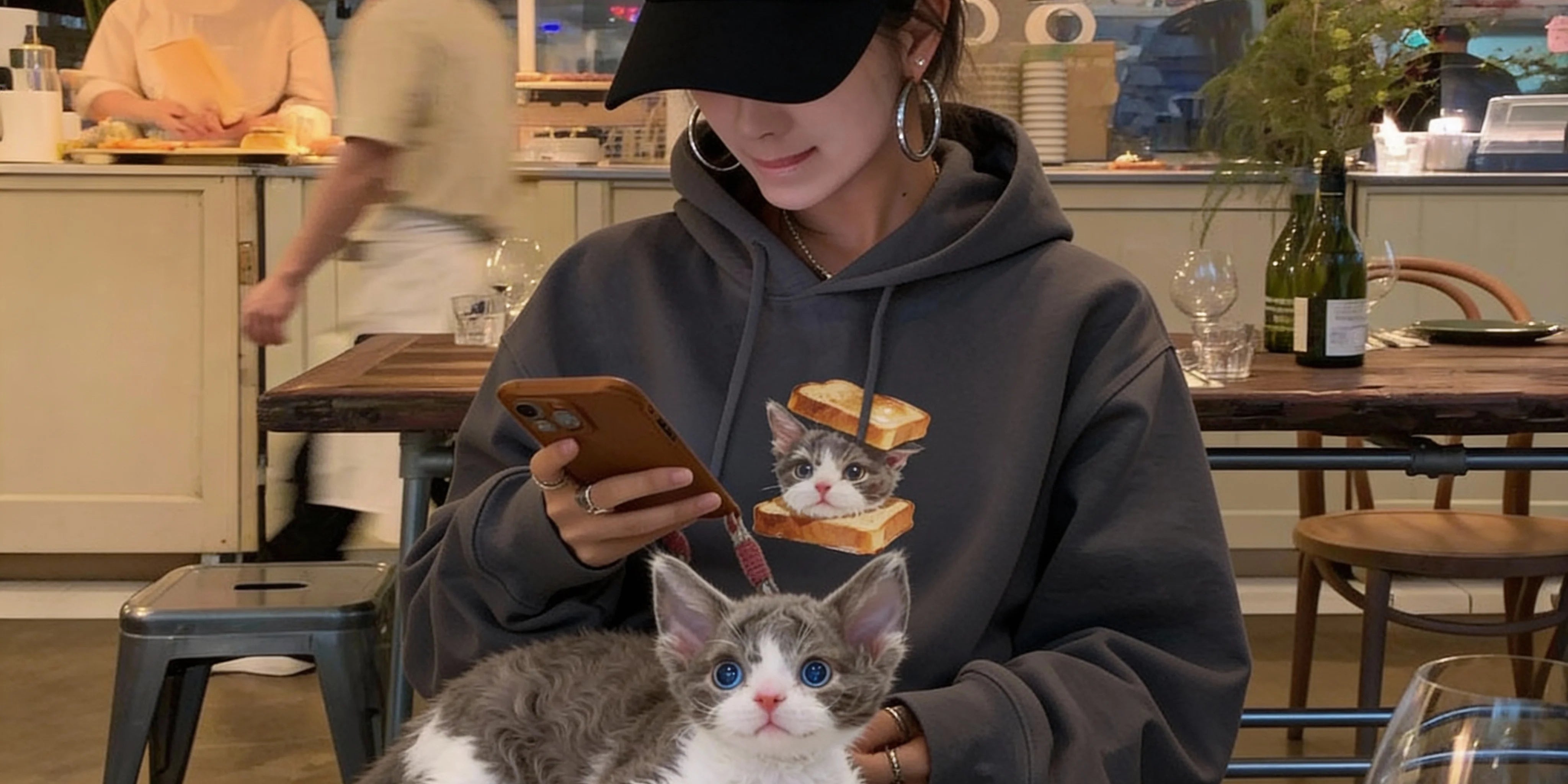 Food-themed custom pet gift collection with playful personalized pet portraits on hoodies, mugs and blankets.