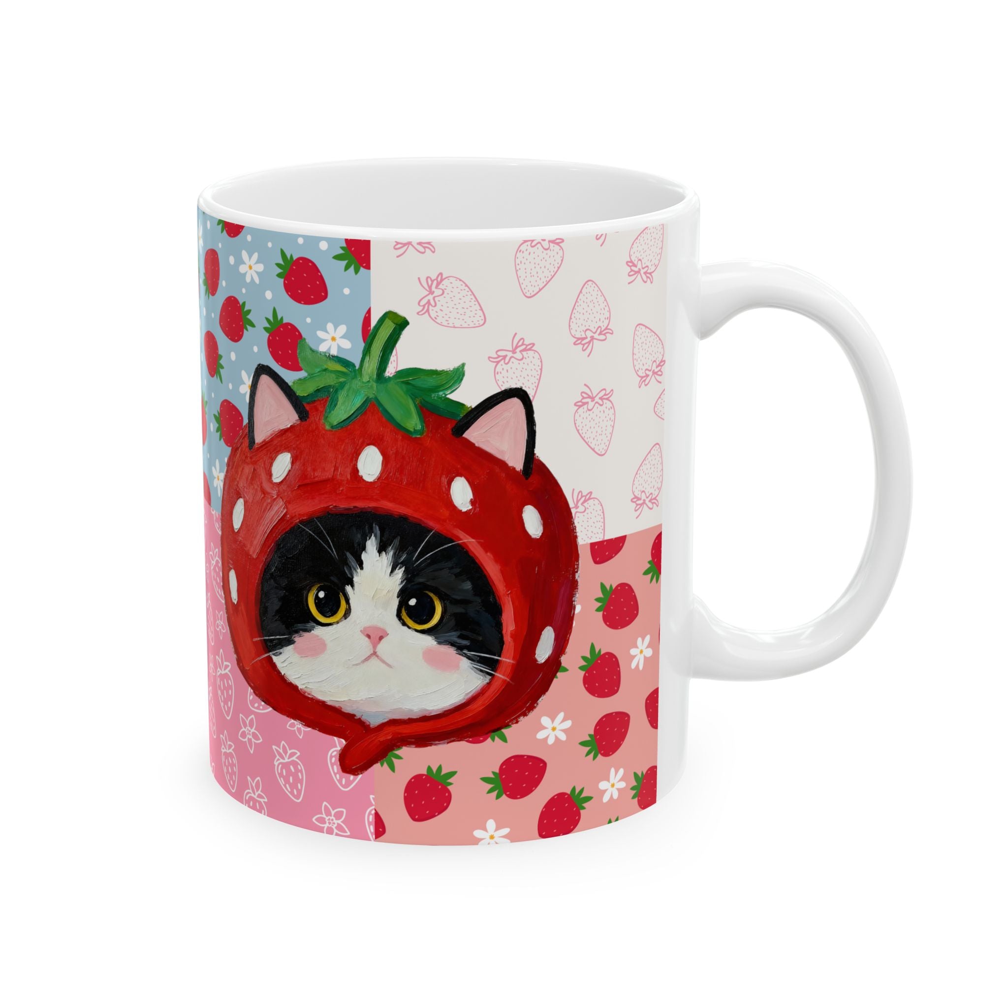 Custom Pet Portrait Mug - 1:1 Personalized | Strawberry Theme