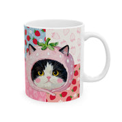 Custom Pet Portrait Mug - 1:1 Personalized | Pink Strawberry Theme