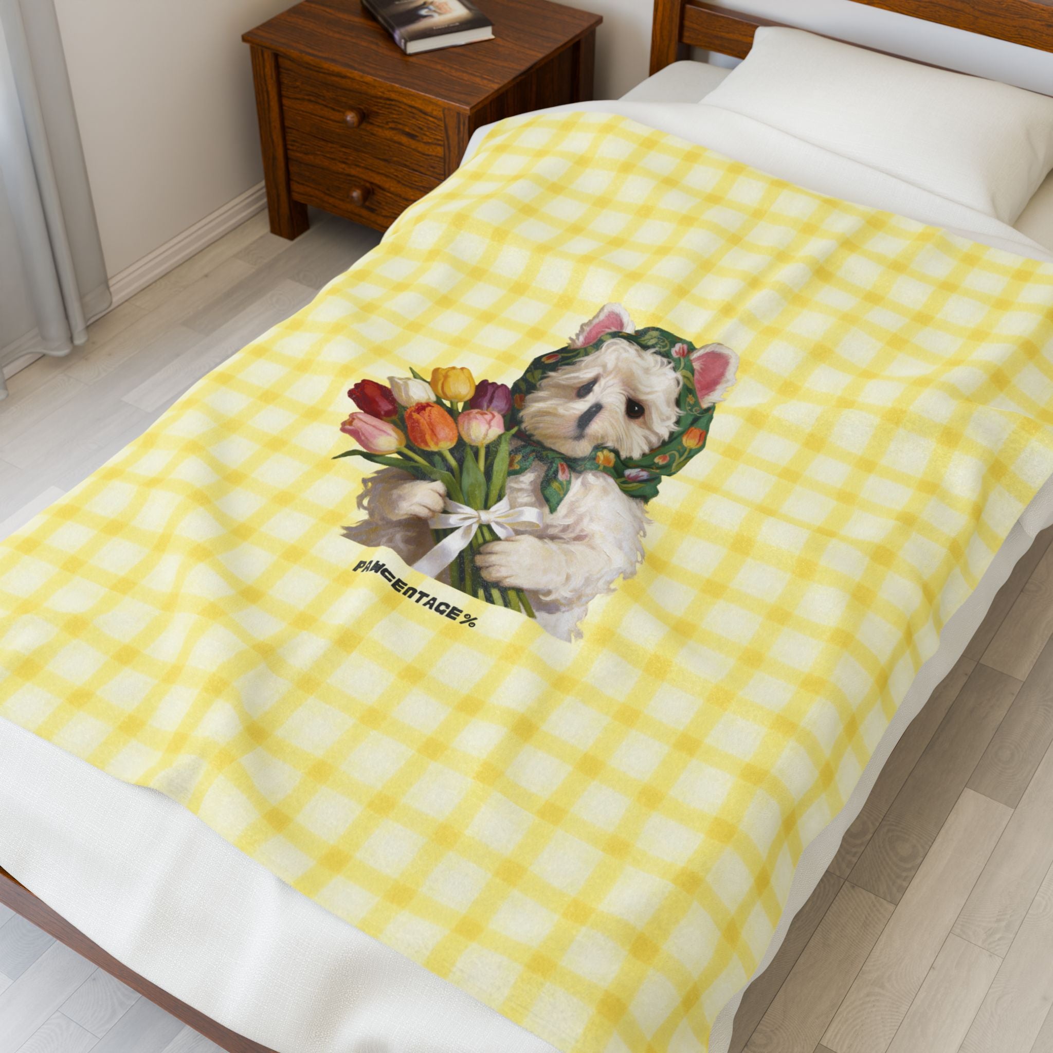 Custom Pet Portrait Blanket - 1:1 Personalized | Tulip Theme
