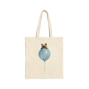 Custom Pet Portrait Tote Bag - 1:1 Personalized | Balloon-Blue Theme