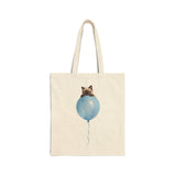 Custom Pet Portrait Tote Bag - 1:1 Personalized | Balloon-Blue Theme