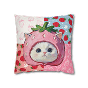 Custom Pet Portrait Pillowcase - 1:1 Personalized | Pink Strawberry Theme