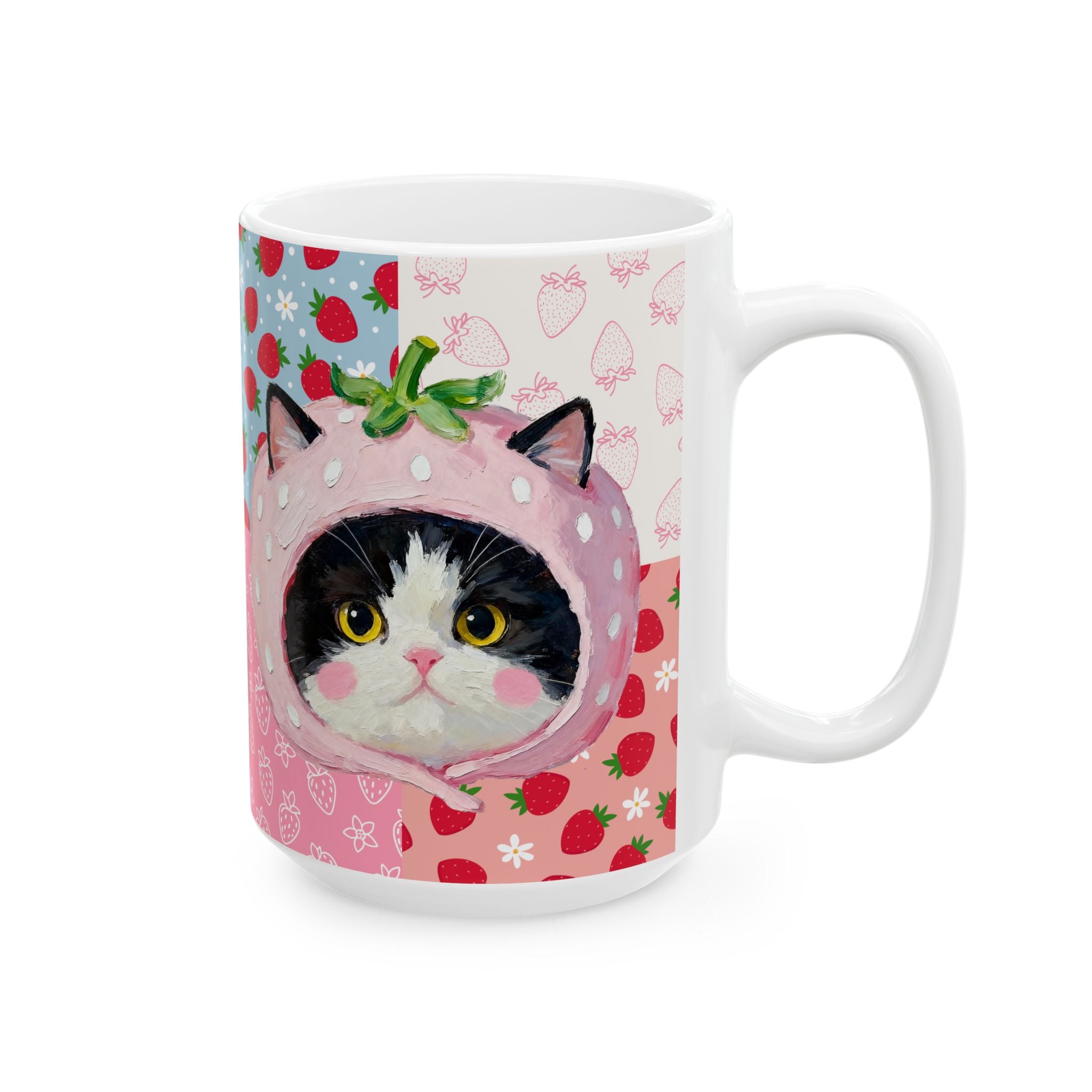 Custom Pet Portrait Mug - 1:1 Personalized | Pink Strawberry Theme