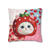 Custom Pet Portrait Pillowcase - 1:1 Personalized | Strawberry Theme
