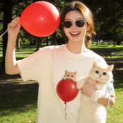Custom Pet Portrait T-Shirt - 1:1 Personalized | Balloon-Red Theme