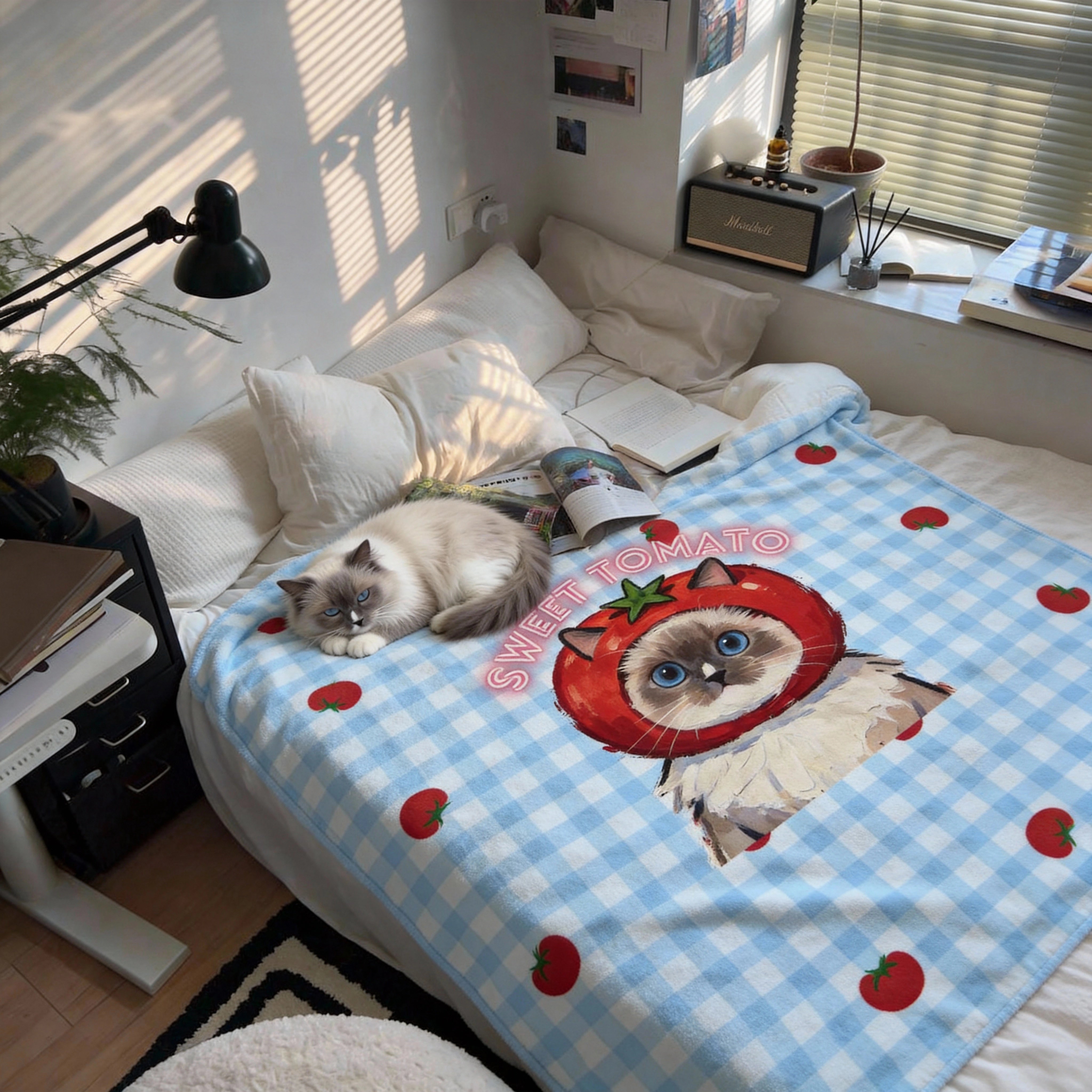 Custom Pet Portrait Blanket - 1:1 Personalized | Tomato Theme