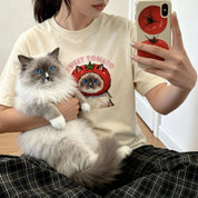 Custom Pet Portrait T-Shirt - 1:1 Personalized | Tomato Theme